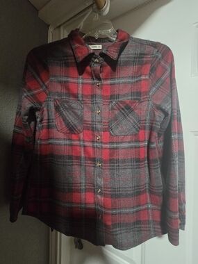 Ci Sono Red and Black Plaid Button-Up Shirt